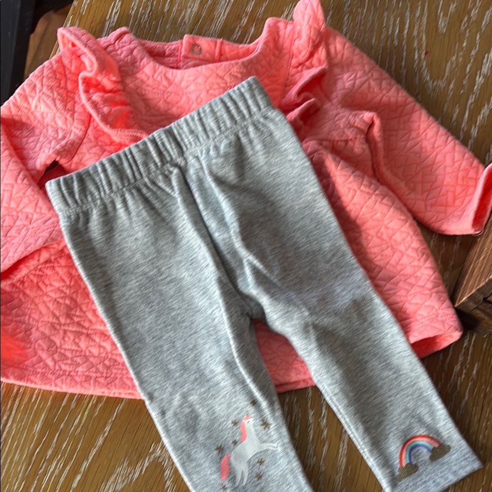 Gray Kids Leggings with Unicorn and Rainbow